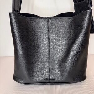 Steve Madden Black Bucket Bag Buckle Strap Shoulder‎ Bag Tote Edgy Modern Goth